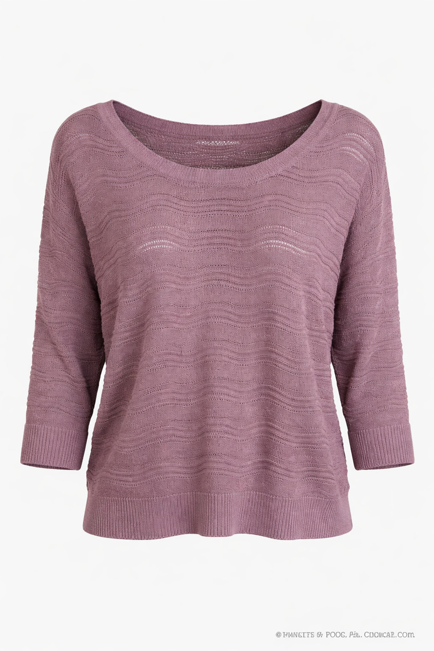 Love By Design Plum Open Knit Button Back Slouchy Boho Sweater Medium